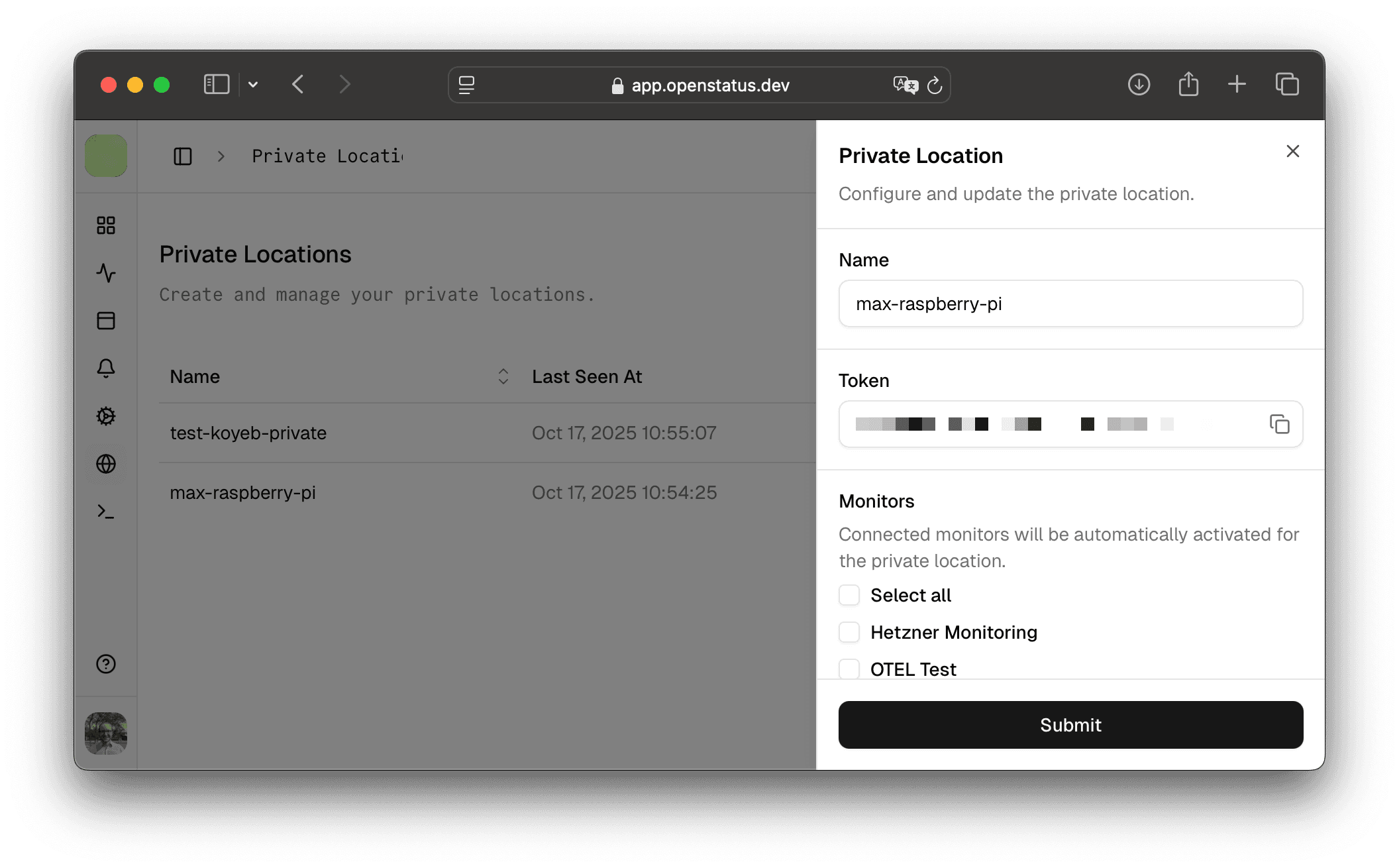 Create a private location